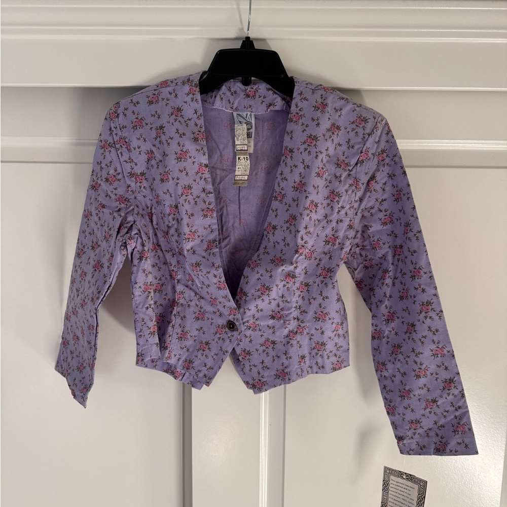 Vintage Purple Blazer with Floral Print